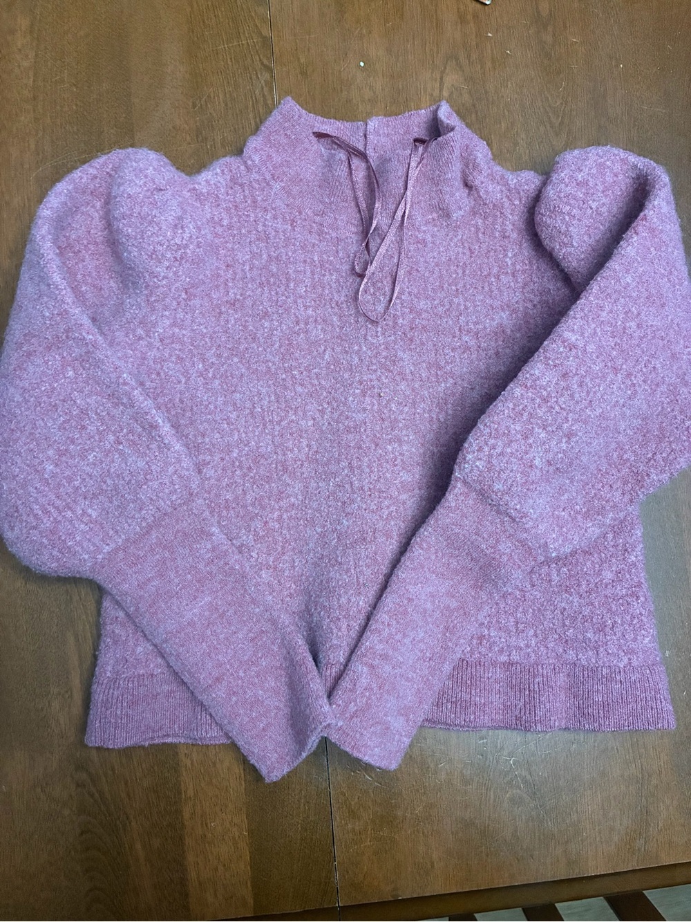 Nicole Miller Mauve Tie-Neck Pullover Sweater